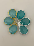Aqua Chalcedony Bezel Pack of Six Piece One Loop Real Gold Plated and Sterling Silver 925 Aqua Chalcedony  Pear Shape, Size : 12mX15m.