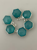 Aqua Chalcedony  Pack of Pieces One Loop Real Gold Plated and Sterling Silver 925 Aqua Chalcedony Hexagon  Shape,Size:9mm