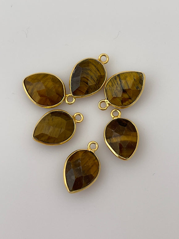 Tiger Eye  Bezel Pack of Pieces One Loop  Real Gold Plated Tiger Eye Bezel Pear Shape,Size:9mX12m.DM 1033