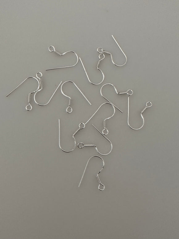 6 Pairs (12 pcs.) Of Sterling Silver Hammered Ear wire Size:18mm | EW6SS