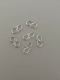 6 Pcs. of Sterling Silver Plain S Hook/Claps | 6 Pcs In a Pack | Size: 15mmX8mm | H7SS