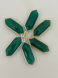 Long Marquise Green Onyx Bezel – 925 Silver Gold or Gold Plated Over Sterling Silver, 9x25mm, 1Pc,