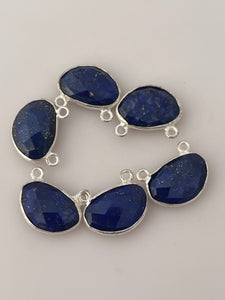 Lapis a Pack of Six Pieces Connector Real  Sterling Silver 925 Lapis H Oval Shape, Size:10mmX15mm.#DM 636