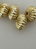 1 Strand of Large  Fancy Gold Finish Beads | Decorated Bead Round  Shape Patterned Beads | Bead Size is: 19mmX11mm