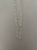 925 Sterling Silver Chain | 3 Feet Long | Black Rhodium And Silver Rectangle Chain Round Wire | Size 13.3mmX5mm