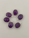 Amethyst  of Six Pieces One Loop  Gold Plated And 925 Sterling Silver  Oval Shape Size : 9mmX11mm