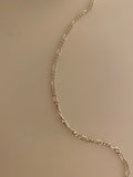 3 Feet of 925  White Sterling Silver  Figaro 3 short link one long link D/C 2 side  Size 2.10mmX1.5mm | CHN63SS