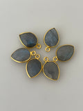 Labradorite  Pack of Pieces One Loop  Real Gold Plated And Sterling  Silver Labradorite  Bezel Pear Shape,Size:9mX12m.