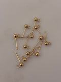 14K Real Gold Filled | 3mm and 4mm Stud Ball Earring W/Open Ring | 10 to 12 pieces in each pack | Gold Filled | Earring Studs |