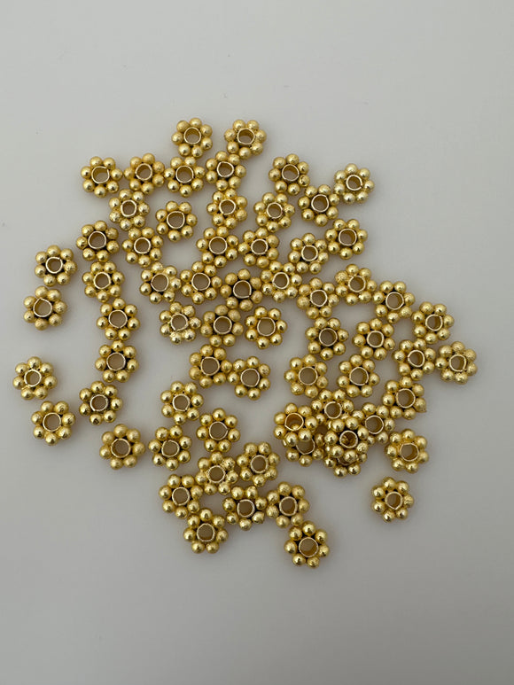 One Strand of Fancy LARGE  Hole  Daisy Spacers - Gold Finish And silver Plated  spacers in Four Size: 7mm And 8mm