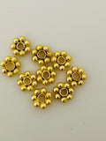 One Strand of Fancy LARGE  Hole  Daisy Spacers - Gold Finish And silver Plated  spacers in Four Size: 7mm And 8mm