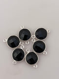 Black Onyx Pack of Six Pieces Connector Real d Sterling Silver 925 Black Onyx Coin  Shape, Size : 11mm.#DM 1092