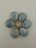 Blue Opal  Bezel Pack of Six Piece One Loop Real Gold Plated and Sterling Silver 925 Blue Opal Pear Shape, Size : 12mX15m.