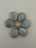 Blue Opal  Bezel Pack of Six Piece One Loop Real Gold Plated and Sterling Silver 925 Blue Opal Pear Shape, Size : 12mX15m.