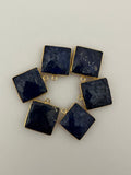 Lapis  Pack of One Pcs One Loop  Real Gold Plated Lapis Square Shape Bezel  Size: 15mm.