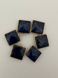 Lapis  Pack of One Pcs One Loop  Real Gold Plated Lapis Square Shape Bezel  Size: 15mm.