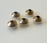 Plain Saucer Beads, 12-30 Pcs., 14K Gold Filled Saucer Beads, 1.0mm Hole Size , Sizes: "5.5X3.3mm" & "2mm"