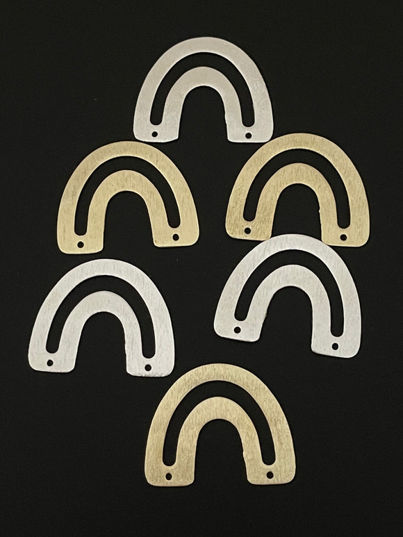 6 pcs. Gold Finish And Silver Plated U Shape  E-coated, Brushed, Copper Findings  Size 32mm X26mm .