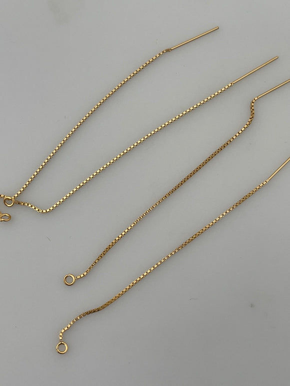 14k Real Gold Filled Threader Box Chain w/Ring | 22 Gauge | Size: 80mm | 4 Pcs Per Pack | TE3GF