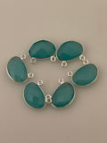 Aqua Chalcedony Bezel Pack of 6 Pieces 2 Loop Real Gold Plated And  Sterling Silver Aqua Chalcedony H Oval Shape, Two Size :10mmX15mm