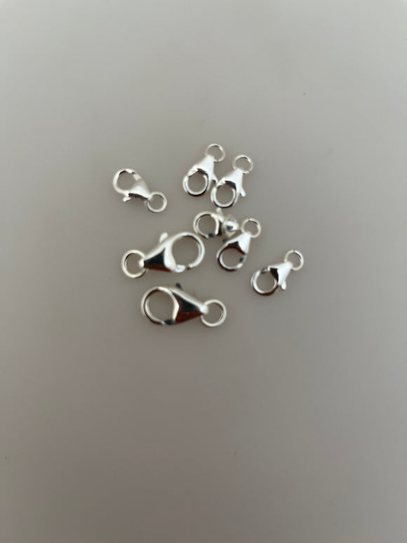 Sterling Silver Lobster Clasps | 925 Sterling Silver Clasps | Clasps With Open Ring | Available Five ID Sizes: 3.2m, 3.8m, 4.8m, 5.8m, 6.3mm