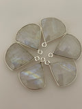 Rainbow Moon Stone Six Piece a Pack Gold Plated and Silver Plated One Loop Real  Rainbow moonstone QTR  Circle Shape, Size : 17mm.