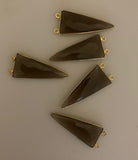 Five  to six Piece a Pack Connector Real Gold Plated  Smokey Quartz  Bezel ,Triangle Shape, Size : 15mmX35mm.