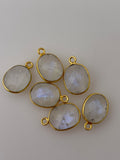 Rainbow Moonstone  of Six Pieces One Loop Gold Plated Rainbow Moonstone Oval Shape two Size & 2 Color   : 9mmX11mm,10mX15m