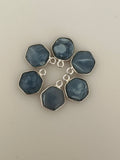 Blue Opal  Pack of 6 Pcs Gold Plated and Sterling Silver  Natural Blue Opal Hexagon Shape With One Loop  Bezel  Size : 9mm.