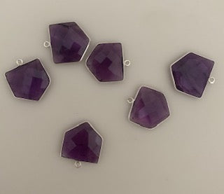 Six Piece a Pack one loop  Sterling Silver 925 Amethyst   Pentagon Shape, Size : 18mmX18mm.#DM 44