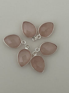 Rose Quartz Pack of Pieces One Loop  Real Gold Plated And Sterling  Silver Rose Quartz Bezel Pear Shape,Size:9mX12m.