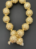 1 Strand of Decorated Bead | Fancy Gold Finish Beads | Anti Tarnish Beads | 8 Inch Long Bead Strand | Size: 14mmX12mm #NO-140