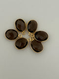 Smoky Bezel Pack of 6 Pcs Gold Plated And  Sterling Silver  Smokey Quartz Oval Shape With One Loop Bezel  Size : 9mmX11mm.