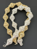 1 Strand Gold Finish And Silver Plated Bead Fancy Bead e-coated 12 Beads in a strand   Size: 17mmX12mm