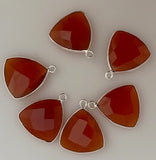 Six Piece a Pack one loop  Sterling Silver 925 Carnelian  Trillion  Shape, Size : 15mm.