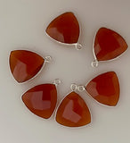 Six Piece a Pack one loop  Sterling Silver 925 Carnelian  Trillion  Shape, Size : 15mm.