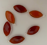 Six Piece a Pack One Loop Sterling Silver 925 Carnelian Marquise   Shape, Size : 12mmX22mm.