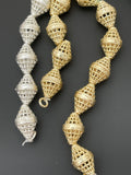 1 Strand Gold Finish And Silver Plated Bead Fancy Bead e-coated 11 Beads in a strand   Size: 18mmX12mm