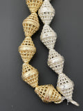 1 Strand Gold Finish And Silver Plated Bead Fancy Bead e-coated 11 Beads in a strand   Size: 18mmX12mm