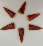 Six Piece a Pack One Loop Real Gold Plated and  Carnelian Triangle   Shape, Size : 15mmX35mm.