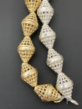 1 Strand Gold Finish And Silver Plated Bead Fancy Bead e-coated 11 Beads in a strand   Size: 18mmX12mm