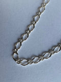Sterling Silver Chain, 925 Sterling Chain, Figaro with 1 short link and 1 long romb link, D/C 2 Sides size:6.6X3.9mm | CHN65SS