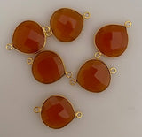 Six Piece a Pack Connector Real Gold Plated  Carnelian Heart  Shape, Size : 15mm.