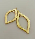 Gold  Finish And Silver plated Marquise Shape  E-Coated, Brushed Finish, Earring Components, Two Loops Findings, Size 50mmX20mm.