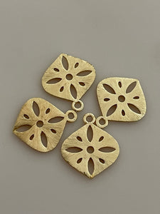 A Pack of  10  Pcs. Gold Finish And  Silver Plated  Betel leaf Charm /Pendent , E-coated, Brushed Finish,Handmade Finding .