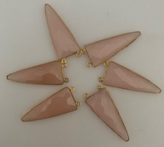 Pink Chalcedony Six Piece a Pack Connector  Pink Chalcedony Triangle Shape, Size : 15mmX35mm. #DM 434