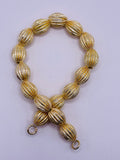 1 Strand of Brushed  Fancy Gold Finish Beads  E-coated Beads. Size :13mmX9mm NO-124
