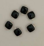Six Piece a Pack Connector Real  Sterling Silver 925 Smokey Quartz  Cushion Shape, Size : 12mm.