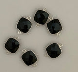 Six Piece a Pack Connector Real  Sterling Silver 925 Smokey Quartz  Cushion Shape, Size : 12mm.