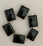 Six Piece a Pack Connector  Sterling Silver 925 Black Onyx  Rectangle Shape, Size : 15mmX20mm.#DM 520